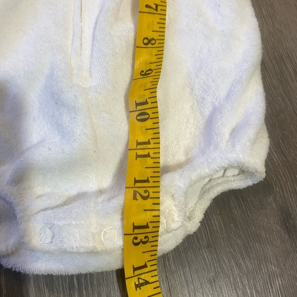 Collectible Vintage Baby Dior Hooded Terry Cloth Romper White Aqua Trim USA made - Picture 8 of 8